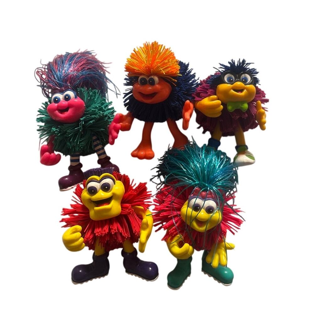 OddzOn Koosh Lings Figure Lot 5 Vintage 1990s Bendable Buddies Rubber Toy Set